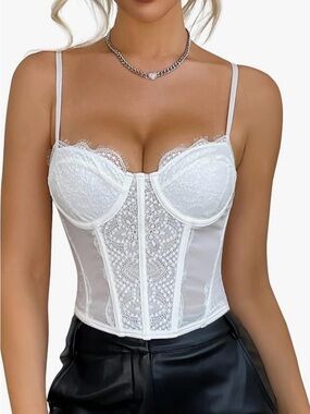 White and black Lace bundle Bustier Corset Top
